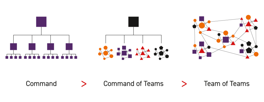 Evolution from command model to the team of teams approach