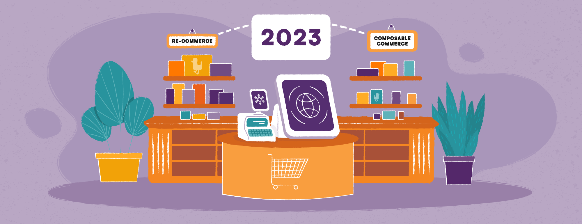 Banner illustrating summary of e-commerce trends 2023